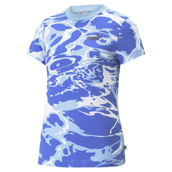 Puma Summer Splash Graphic Crew Neck Short Sleeve T-Shirt Womens Blue Casual Top