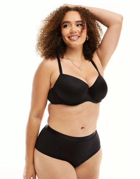 Ivory Rose Curve plain t-shirt bra in black