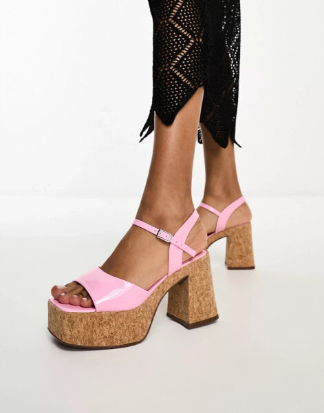 ASOS DESIGN Hamil mid platform sandals in pink