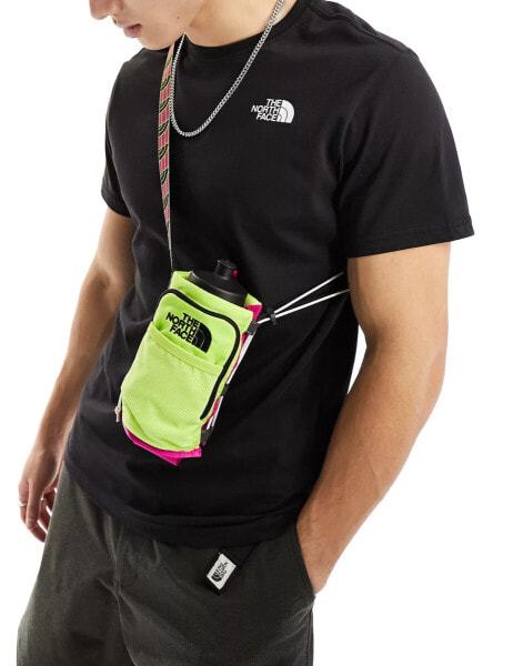 The North Face Borealis bottle holder in lime yellow and pink