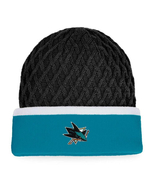 Men's Teal, Black San Jose Sharks Iconic Striped Cuffed Knit Hat