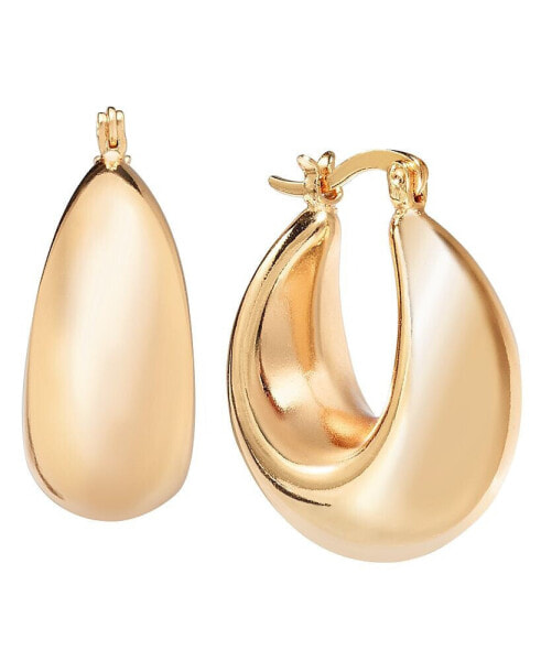 Silver Plated or 18k Gold Plated Brass Puff Hoop Earring