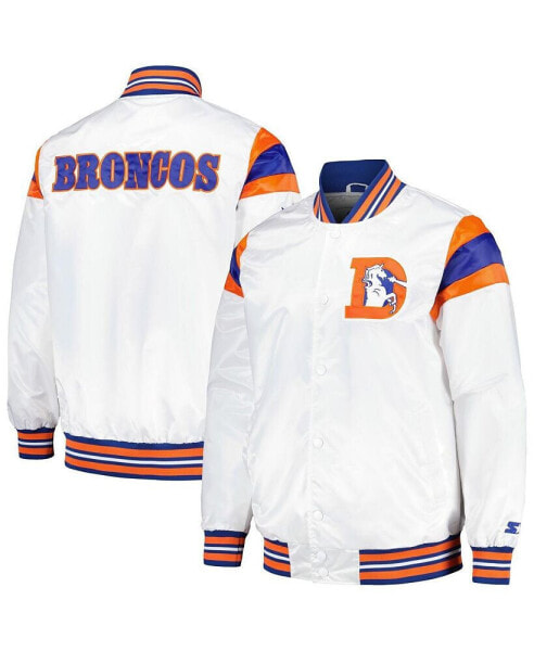 Men's White/Royal Denver Broncos Vintage-like Satin Full-Snap Varsity Jacket