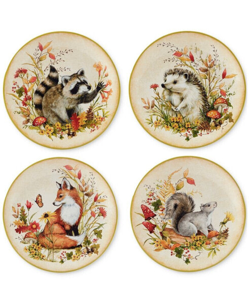 Woodland Critters Dessert Plates, Set of 4