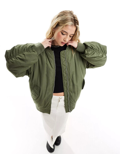 In Wear bomber jacket in olive green