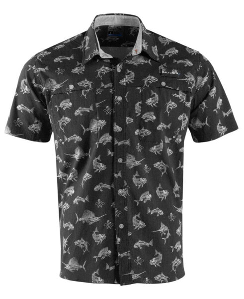 Men's Fish N Bones Short-Sleeve Button-Front Shirt