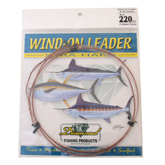 Momoi Diamond Monofilament XTRA Hard Wind On Leaders-25 Ft-Clear White, 300 Lb