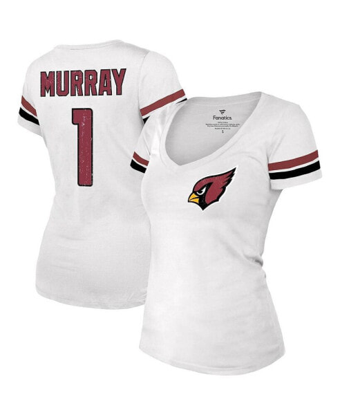 Women's Kyler Murray White Distressed Arizona Cardinals Fashion Player Name and Number V-Neck T-shirt