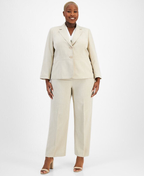 Le Sui Plus Size Two Button Jacket & Extended-Tab Pantsuit