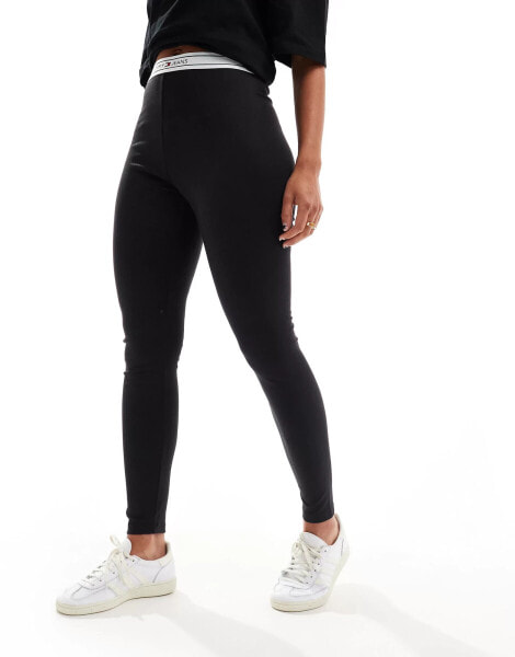 Tommy Jeans logo taping leggings in black