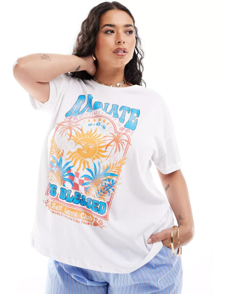 Noisy May Curve t-shirt with radiate print in white