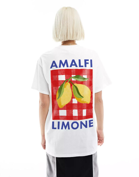 ASOS DESIGN oversized t-shirt with amalfi lemon graphic in white