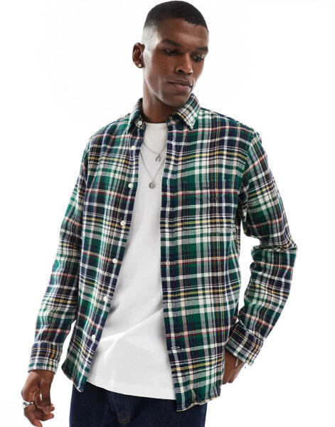 GANT waffle check shirt in green