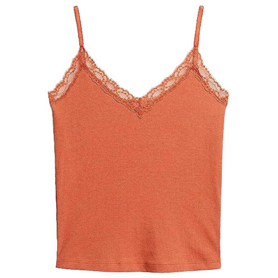 SUPERDRY Vintage Rib Lace Trim sleeveless T-shirt