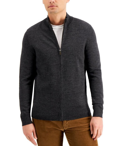 Men's Merino Zip-Front Sweater, Created for Macy's