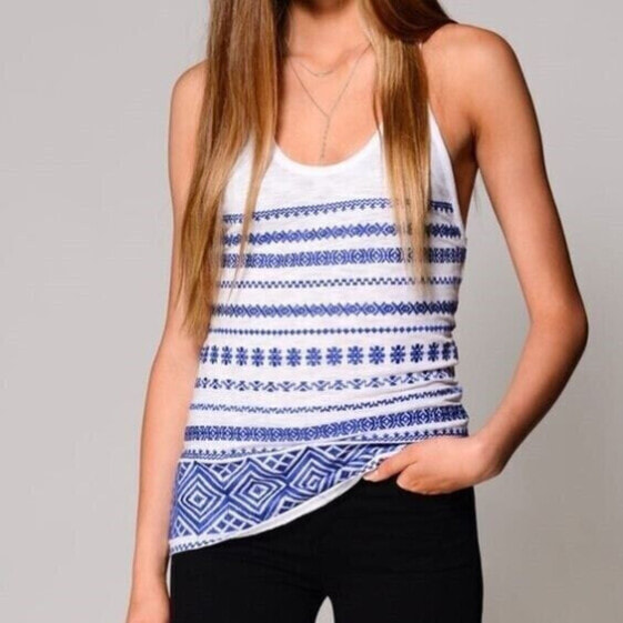 Sam Edelman Womens White/Blue Casual Sleeveless Tank Top 122399 Size X-Small