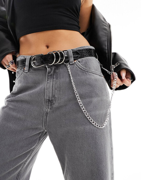 Noisy May chain detail belt in black