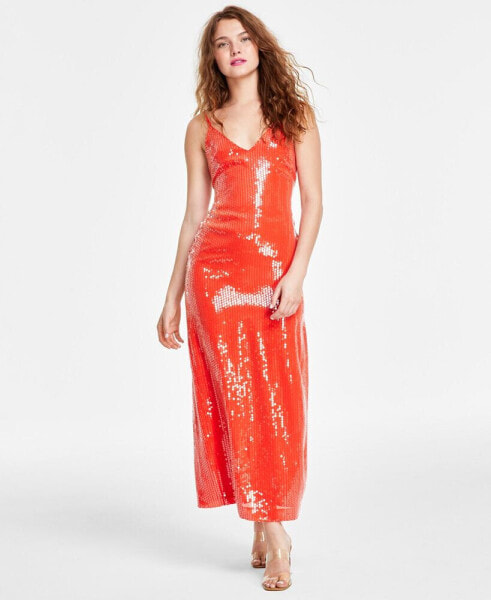 Women's Sequin Sleeveless Midi Slip Dress