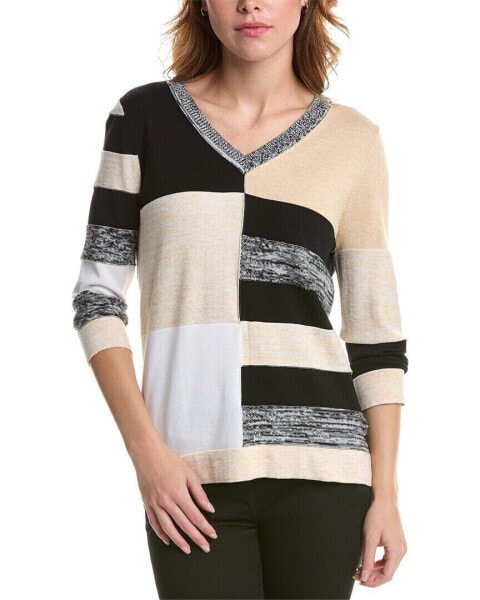 Edinburgh Knitwear Marled Colorblocked Sweater Women's