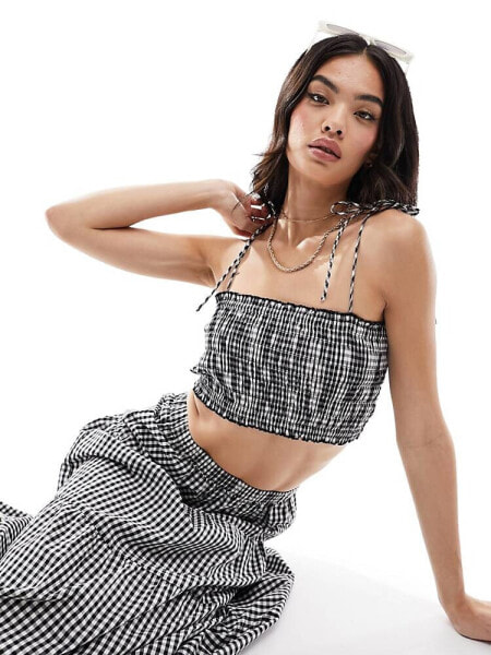 Esmee beach crop top co-ord in gingham 