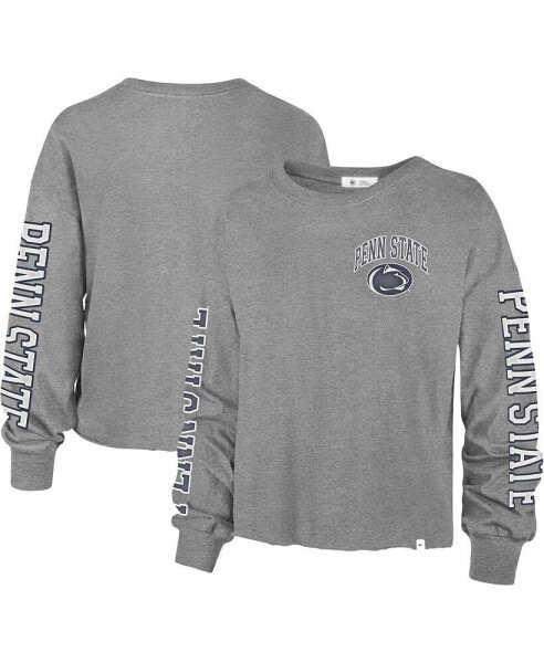 Women's Heathered Gray Penn State Nittany Lions Ultra Max Parkway Long Sleeve Cropped T-shirt