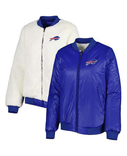 Women's Oatmeal, Royal Buffalo Bills Switchback Reversible Full-Zip Jacket