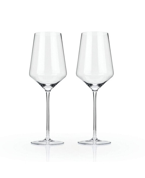 Raye Angled Crystal Bordeaux Wine Glasses, Set of 2, 16 Oz