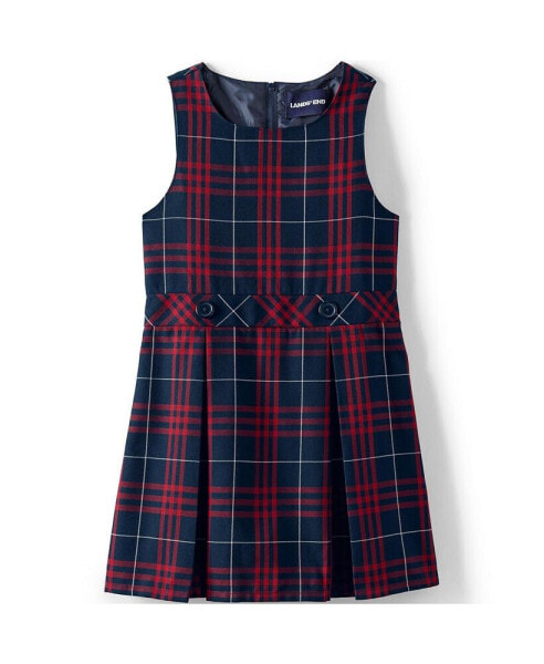 Girls School Uniform Plaid Jumper Dress Top of Knee