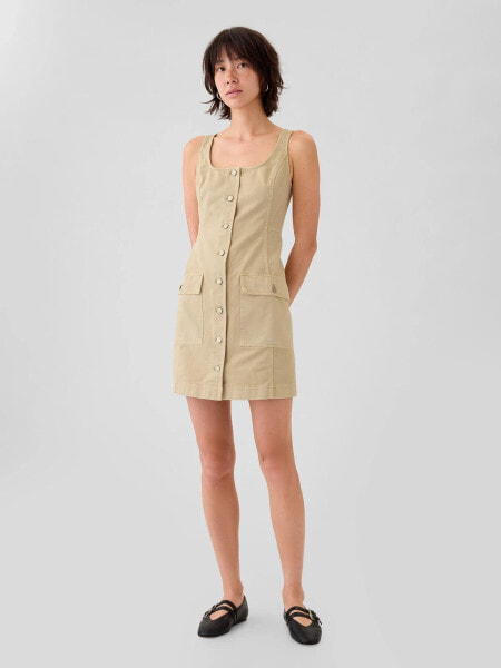 Utility Button Mini Dress