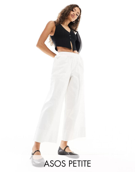 ASOS DESIGN Petite pull on culotte in white