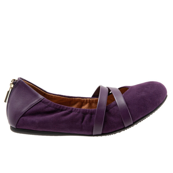 Softwalk Sierra S1962-720 Womens Purple Wide Leather Mary Jane Flats Shoes 6.5