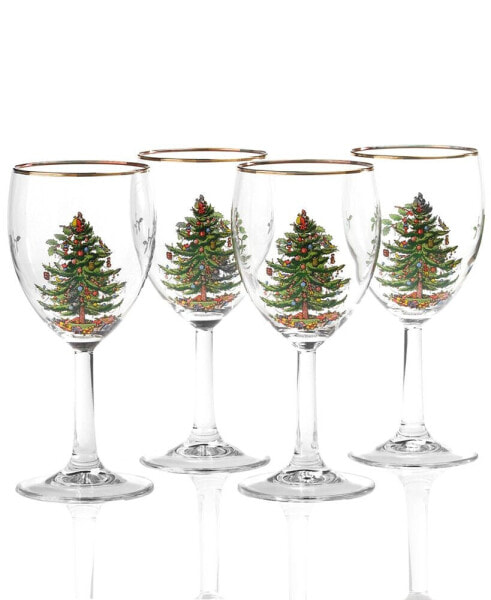 Christmas Tree Wine Glasses, Set of 4