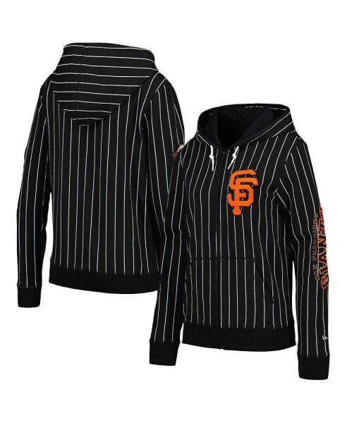 Women's Black San Francisco Giants Pinstripe Tri-Blend Full-Zip Jacket