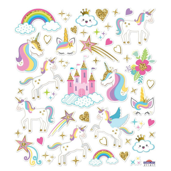 GLOBAL GIFT Classy Castillo And Unicornios Glitter Stickers