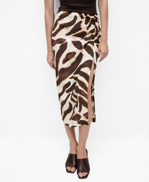 Women's Animal-Print Draped Skirt