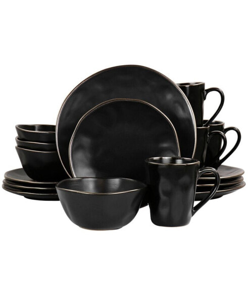 Textured, Uneven Dimpled Design Emilio 16 Piece Stoneware Dinnerware Set, Service for 4