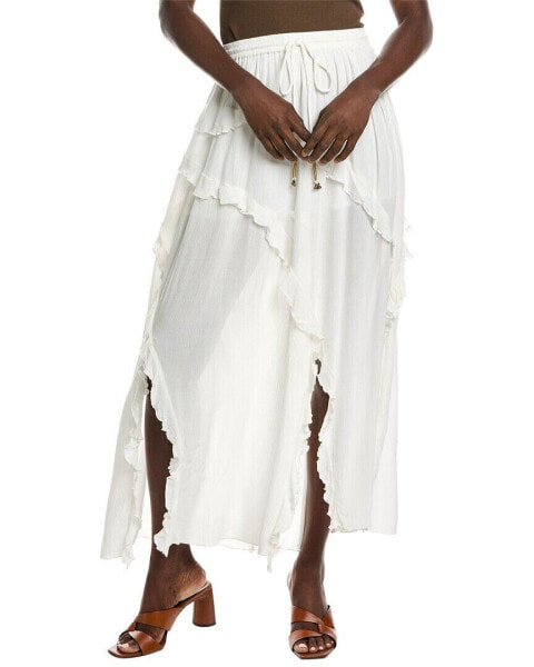 Vintage Havana Ruffle Maxi Skirt Women's White M