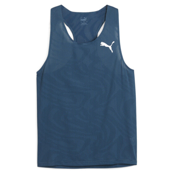 Puma Run Ultraspun Singlet Scoop Neck Athletic Tank Top Mens Blue Casual Athlet