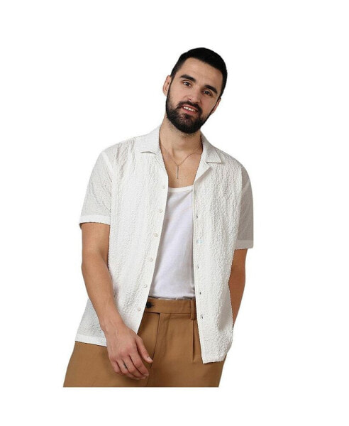 Men's Chalk White Micro Creased Shirt