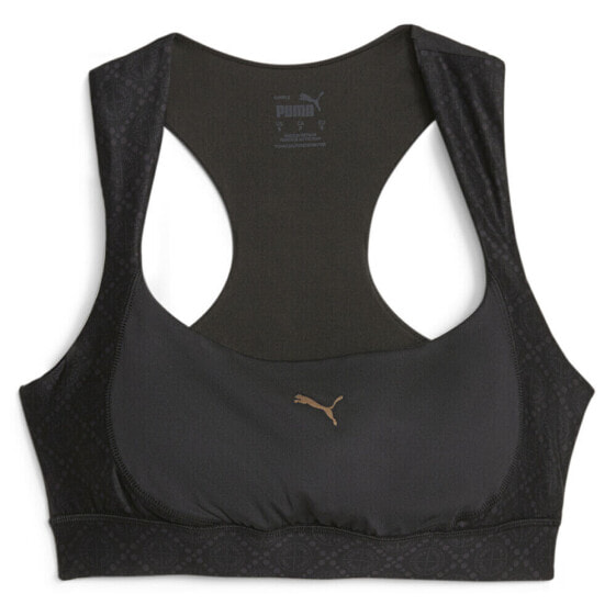 Puma Logo Love Mid Impact Training Sports Bra Womens Black 52390501