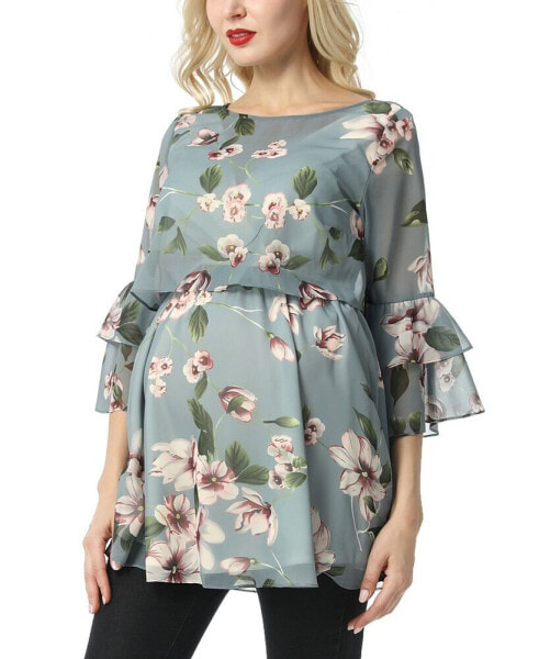 Maternity Floral Print Chiffon Nursing Blouse