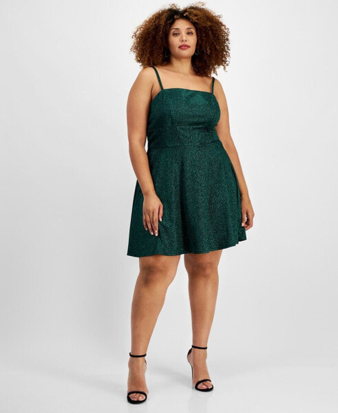 Trendy Plus Size Glittered Fit & Flare Dress