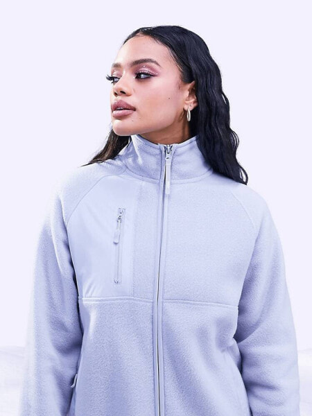 ASOS 4505 ski borg zip through fleece with woven panels 