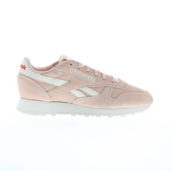 Reebok Classic Leather Womens Pink Suede Lace Up Lifestyle Sneakers Shoes 7