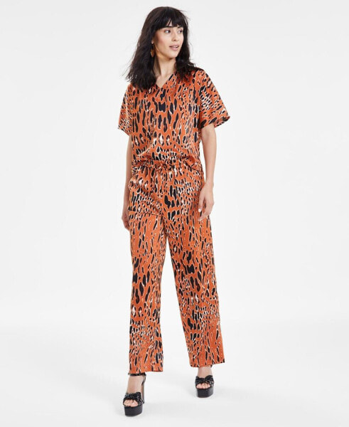 Women's Animal-Print Drawstring-Waist Pants, Created for Macy's