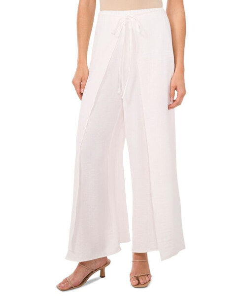 Women's Overlap Tie Front Wide Leg Soft Pants