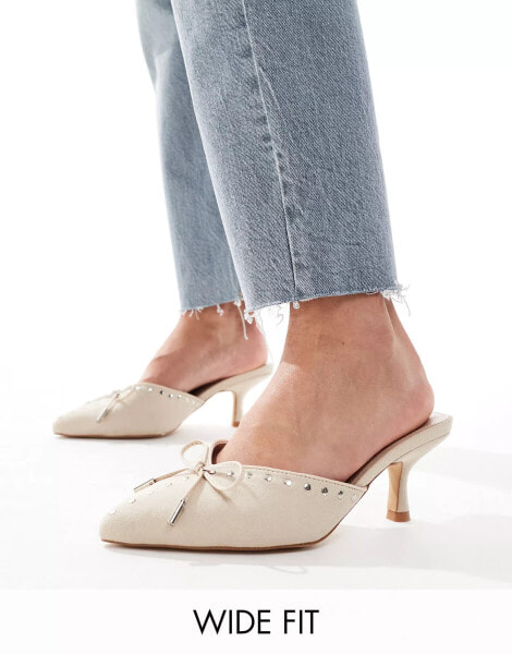 RAID Wide Fit Mimi kitten heel mules in beige