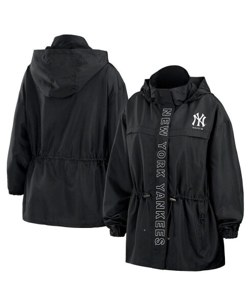 Women's Black New York Yankees Full-Zip Windbreaker Hoodie Jacket