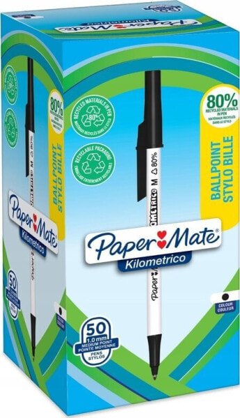 Paper Mate PAPER MATE Kugelschreiber Kilometrico Reycled M schwarz 50er Faltschachtel