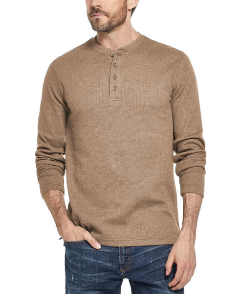 Men's Long Sleeved Waffle Henley T-shirt